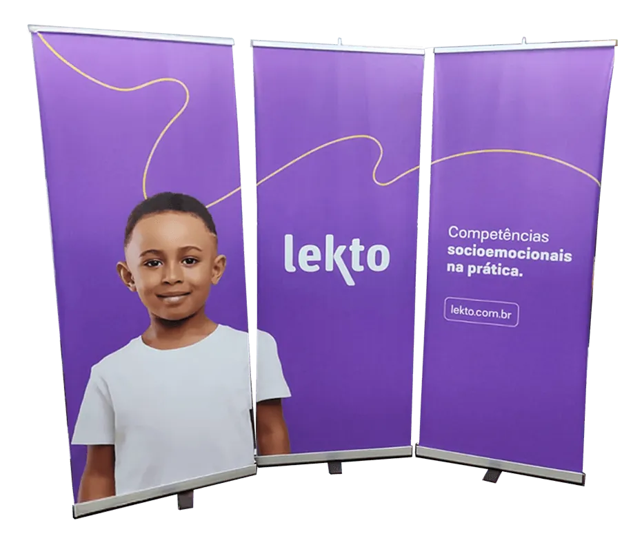 Roll Up Banner exemplo - Estrutura e banner impresso